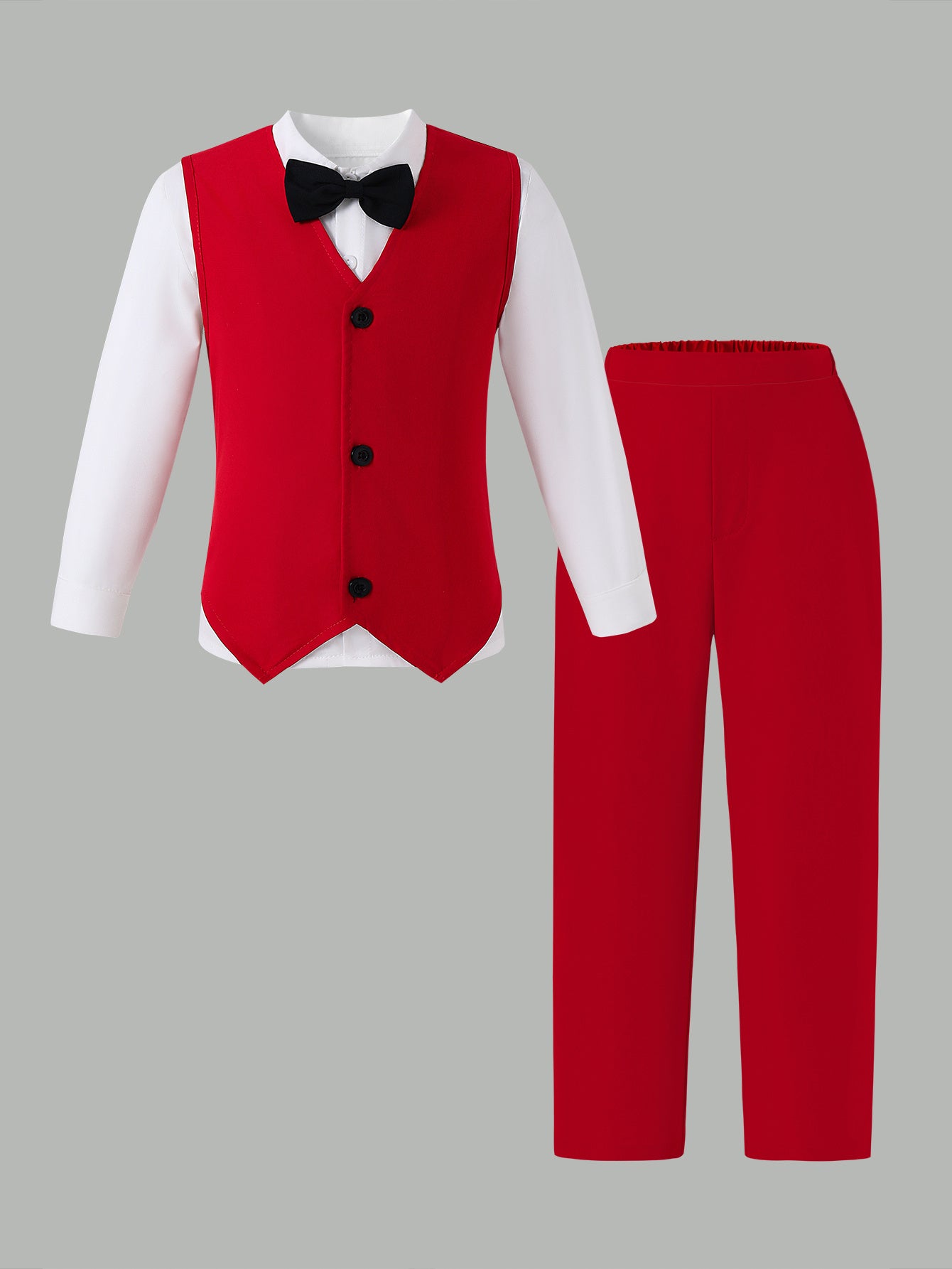 Boys' Slim Fit Formal Vest and Pants Set for Spring Summer