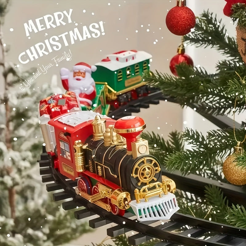 Electric Christmas Train Set | Hanging Christmas Tree Decoration, Indoor & Outdoor Use, Battery Powered, Weather Resistant, Suitable for Children, Red, Green - QWK Brand