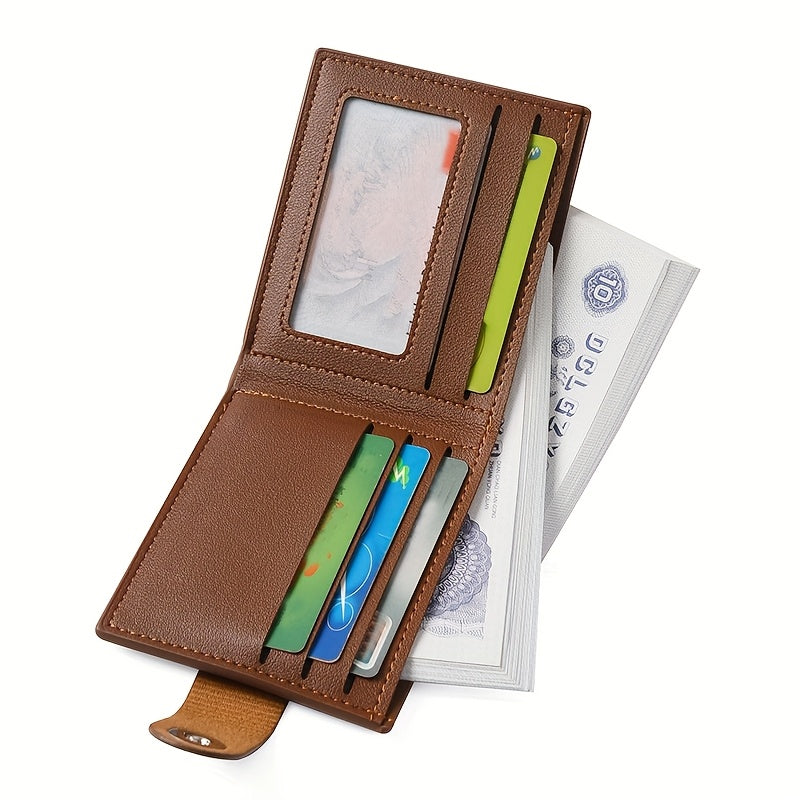 Men's & Unisex Compact Wallet with Snap & Clip Closure - PU Short Billfold, Cash/Credit Card Holder & ID for Travel, Everyday Carry - Minimalist Money Clip for -the- (No-Wash Care)