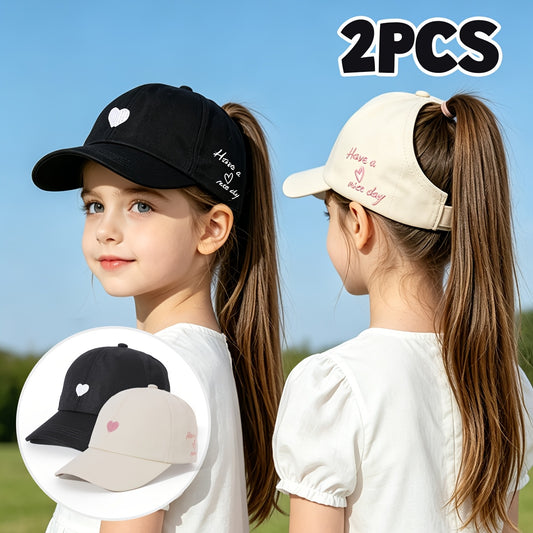 Breathable Ponytail Baseball Caps for Kids - Spring/Summer