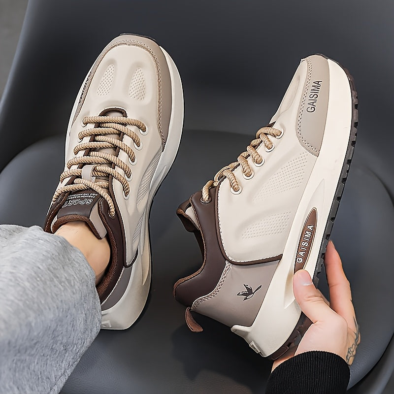 Men's Breathable Casual Sneakers - Trendy Dad Shoes with Thick Sole, Lace-Up, Mid-Top Design for Running  Fashion