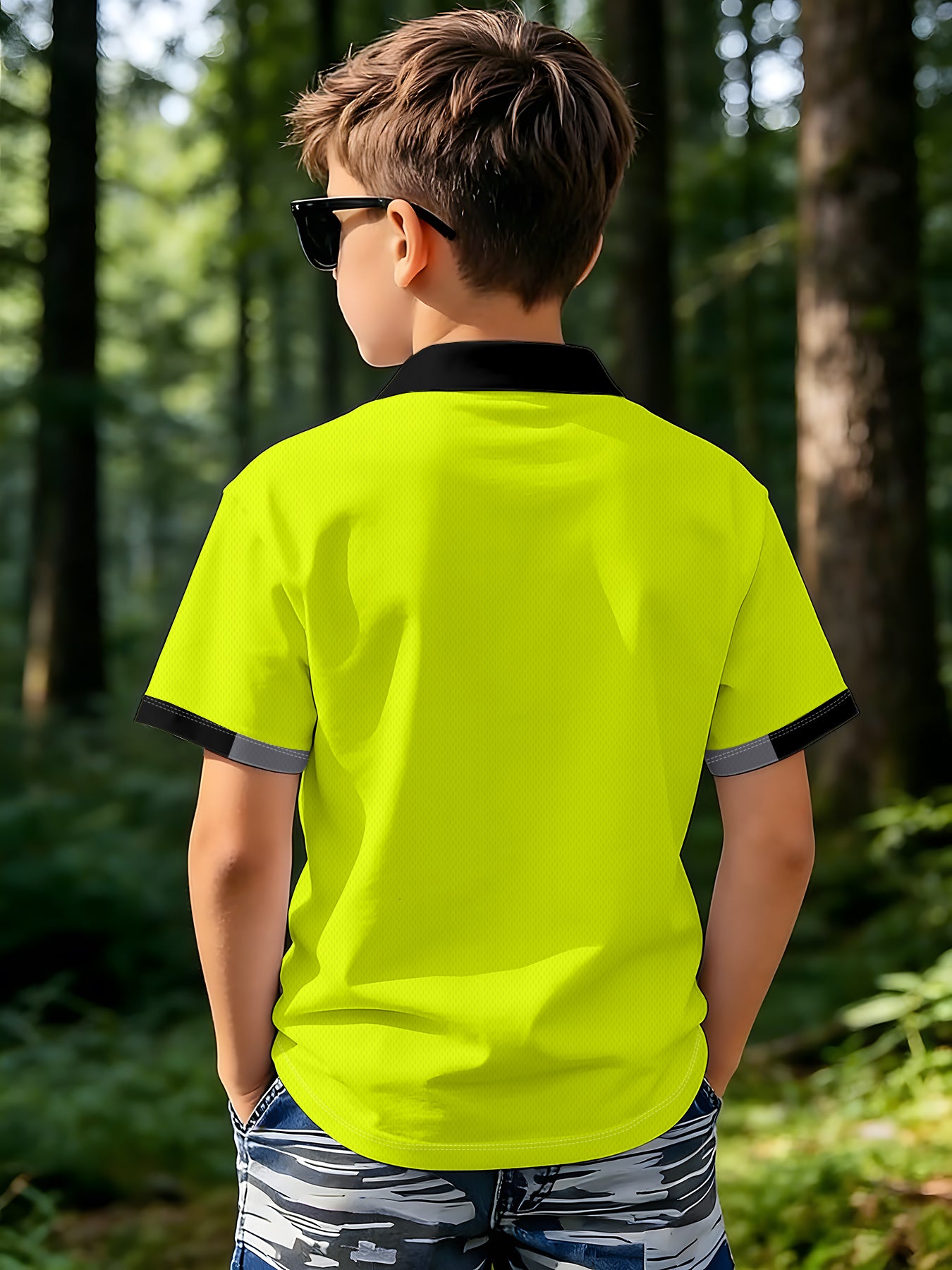 Boys' Casual Loose Fit Printed Polyester Shirt for Summer