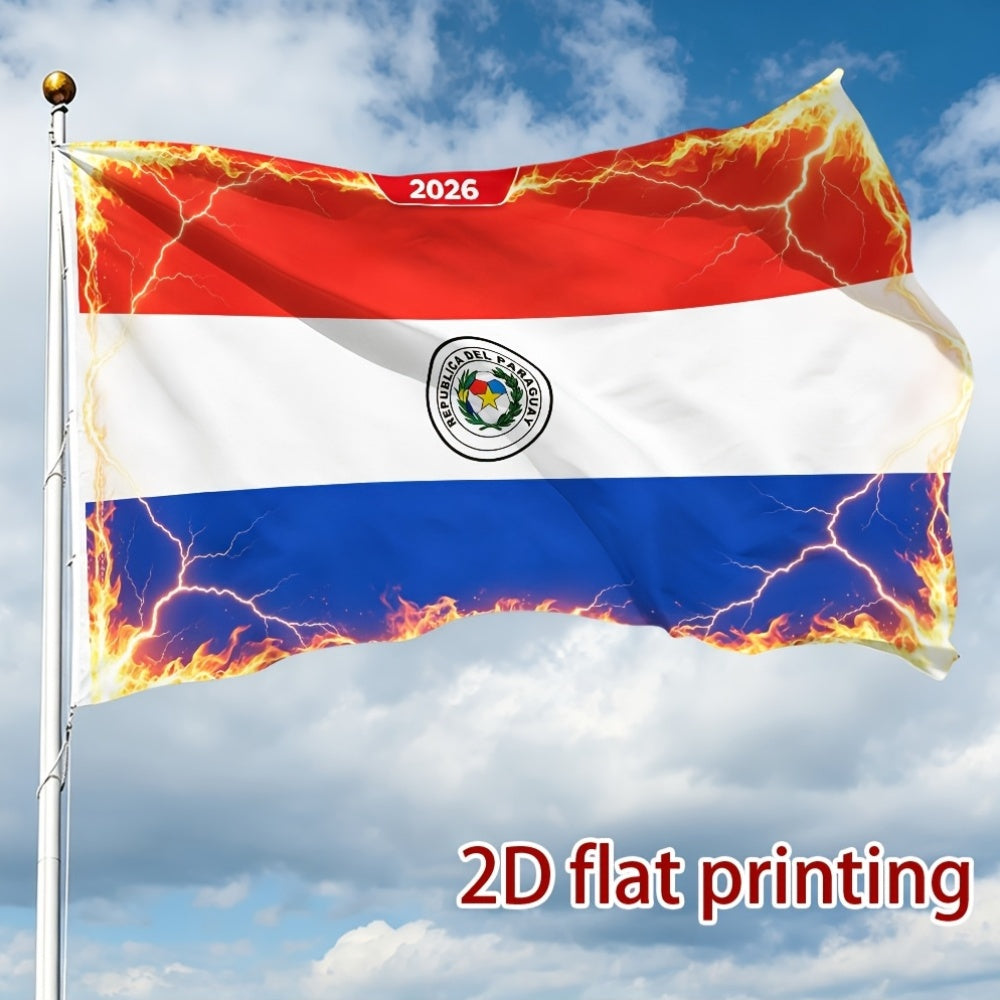 2D Flat Paraguay 2026 Football Fan Banner Polyester Flag