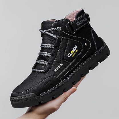 Men's Warm Lined Chukka Boots Lace-Up Rubber Sole Winter Shoes