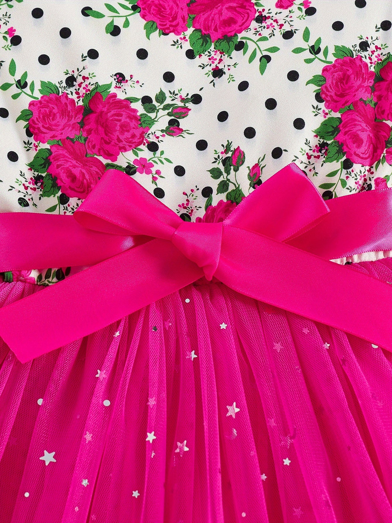 COVIVIKY Girls' Elegant Long Sleeve Party Dress with Puff Skirt & Sheer Panel - Knee-Length A-Line Wedding Prom Dress, Belted Waist Bow & Netting Trim, Hand Washable Winter Formal Gown for Girls (Age 4-12)