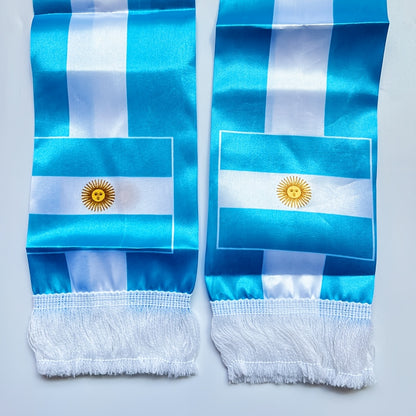 Argentina Tassel Scarf Flag Double-Sided Satin 14x135cm