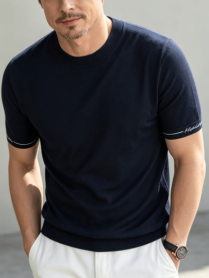 Men's Casual Crew Neck Knit Short Sleeve Summer Shirt