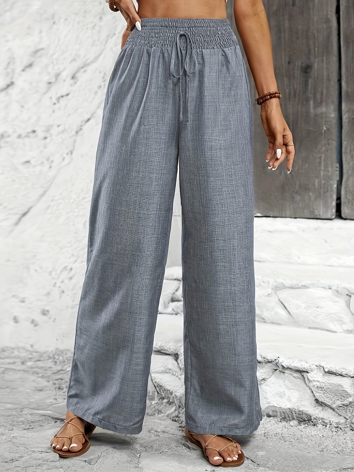 Elegant Solid Color Twisted Knot Straight-Leg Pants