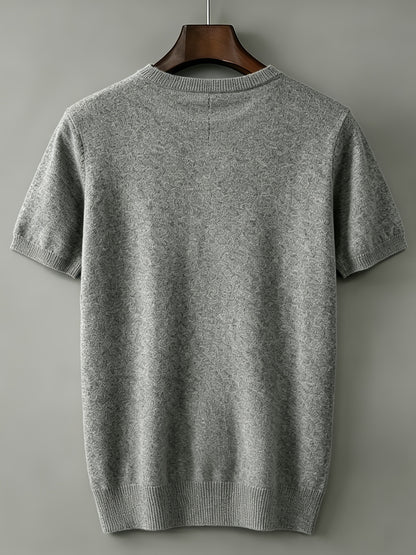 Men's Slim Fit Round Neck Knit Short Sleeve T-Shirt