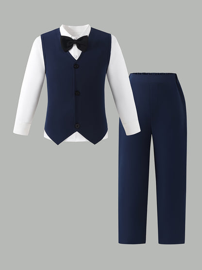 Boys' Slim Fit Formal Vest and Pants Set for Spring Summer