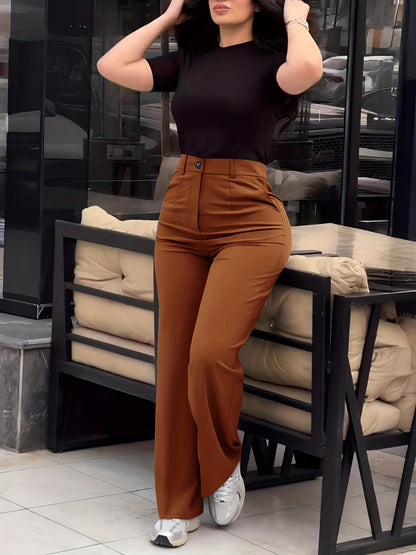 Women's Casual Slim-Fit Solid Color Long Pants