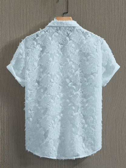 Men's Casual Short-Sleeve Polyester Shirt for Spring and Fall