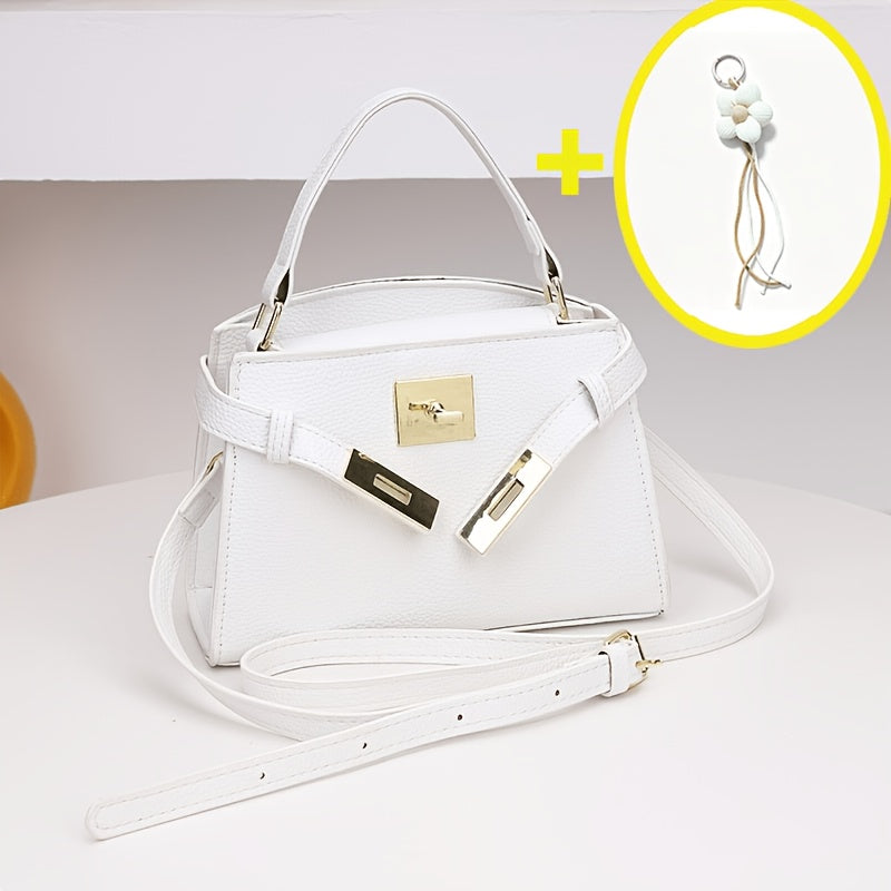 Women’s Solid Color PU Crossbody Bag with Adjustable Strap