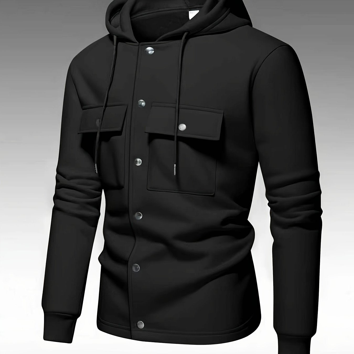 Men's Heavy-Duty Hooded Sweatshirt with Full-Zip Front & Utility Pockets - Olive Green Tactical-Style Outdoor Jacket, Long Sleeve Casual Pullover for Hiking, Camping, Casual Attire - Spring/Fall Layering Essential (Regular Fi