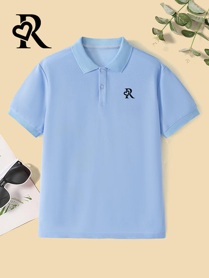 Youth Summer Polo Shirt with Creative Letter Print for Teens