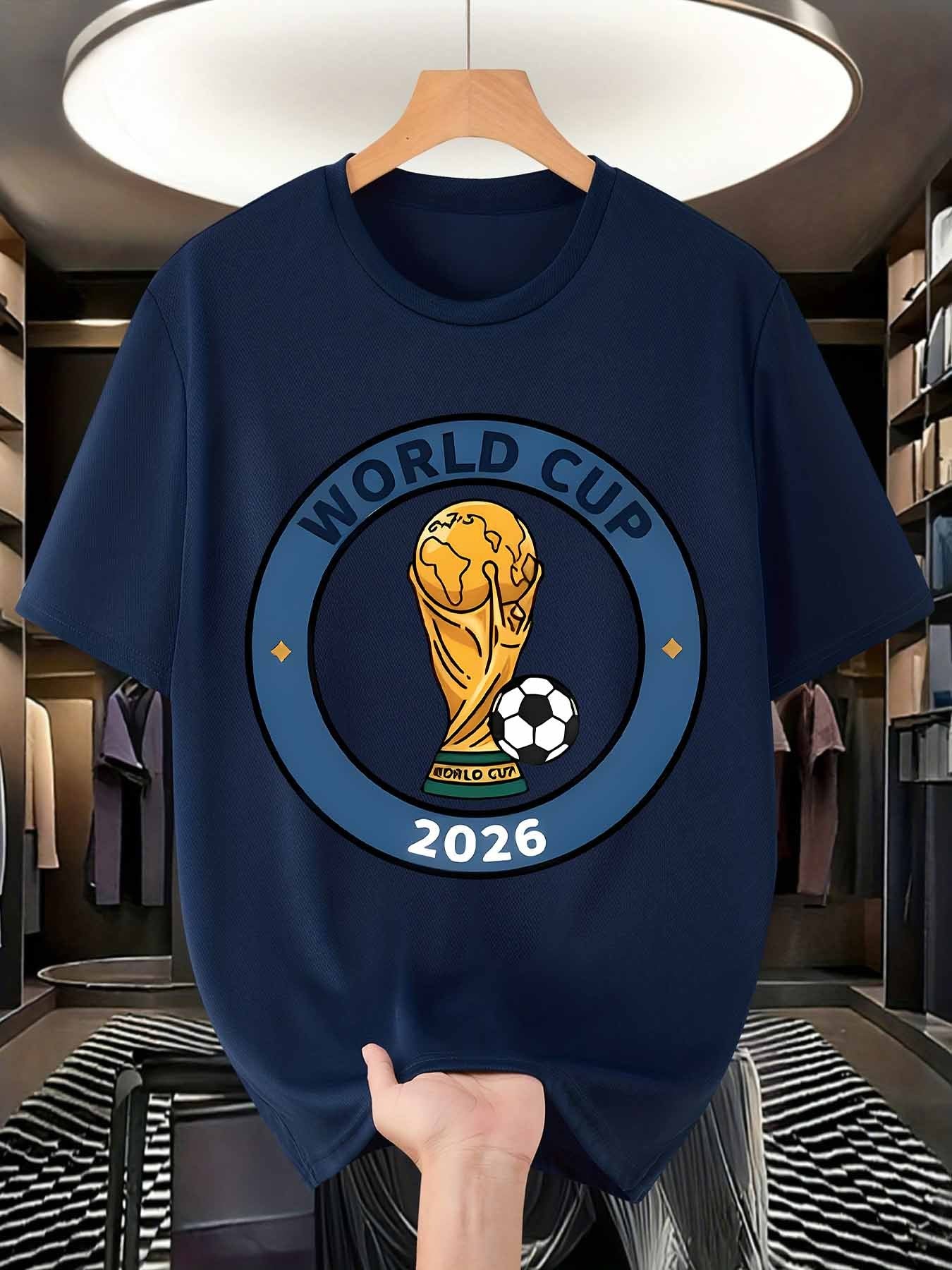 Men's FIFA World Cup Soccer Ball Mesh T-Shirt, Casual Sporty Fit