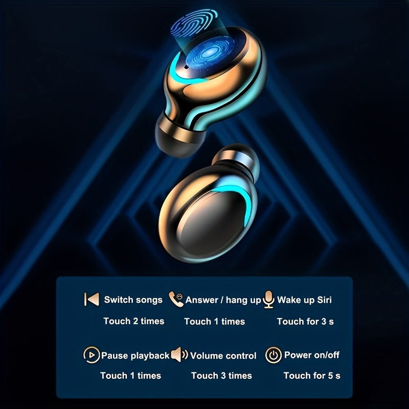 Crisp HiFi Stereo Sound Wireless Earphones with Touch Control, HD Mic, TWS Wireless Earbuds, 9D Stereo HiFi Sound Earphone, Sport Headset, with LED Display Charging Bin