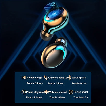 Crisp HiFi Stereo Sound Wireless Earphones with Touch Control, HD Mic, TWS Wireless Earbuds, 9D Stereo HiFi Sound Earphone, Sport Headset, with LED Display Charging Bin