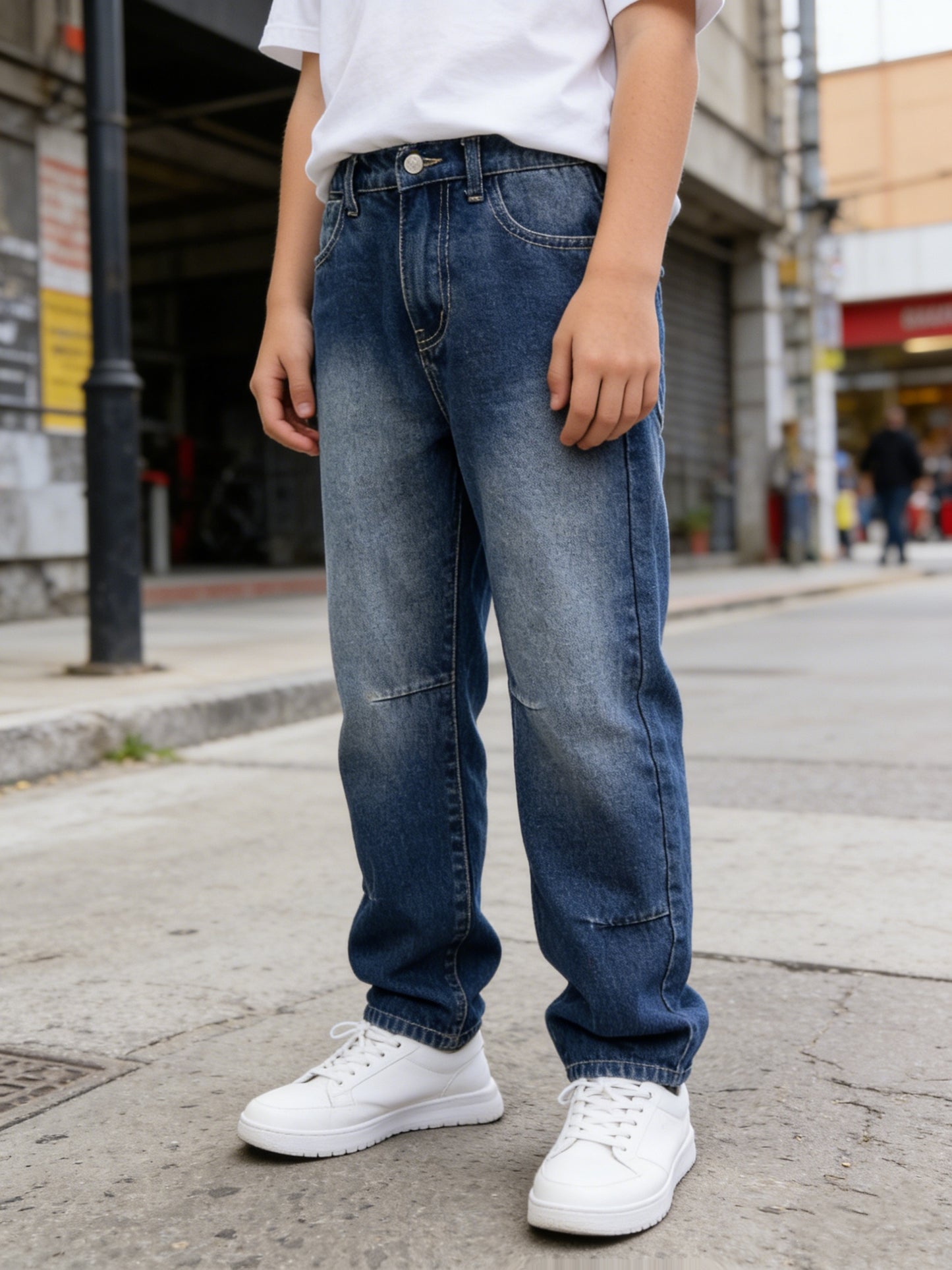 Boys' Casual Straight Leg Denim Pants in Cotton Blend