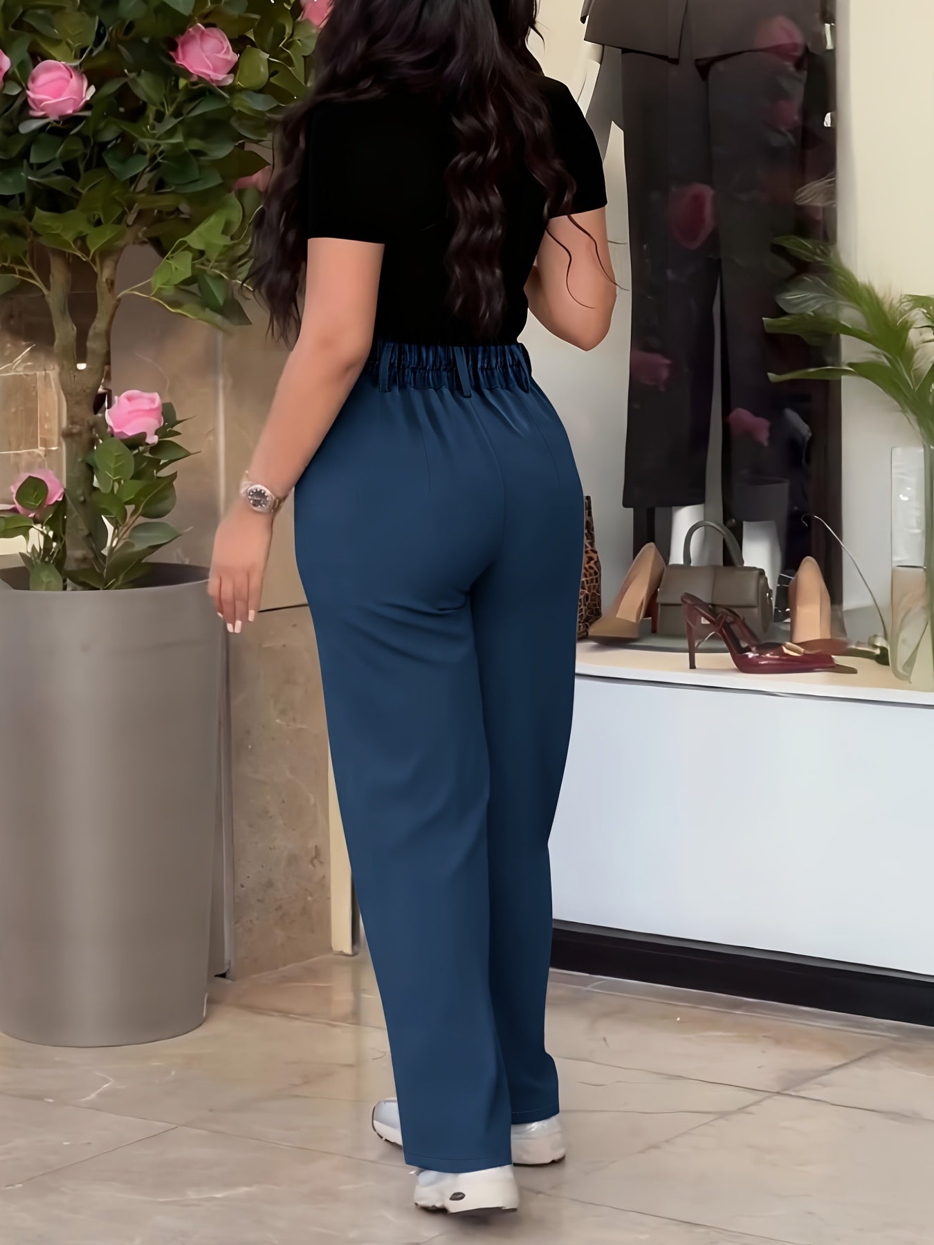 Women's Casual Slim-Fit Solid Color Long Pants