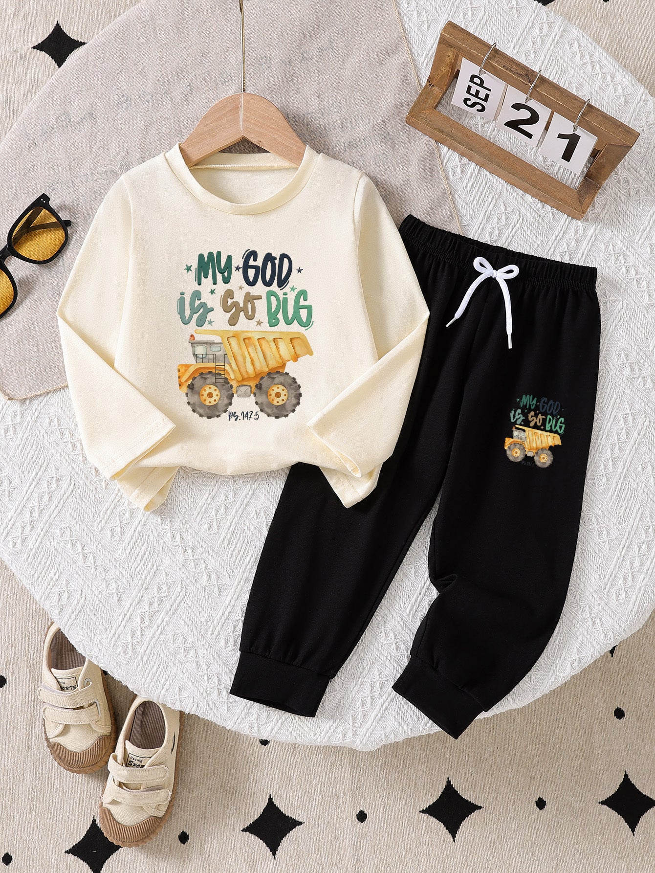 Boys Cotton Casual Long Sleeve Top & Pants Set for Spring/Fall