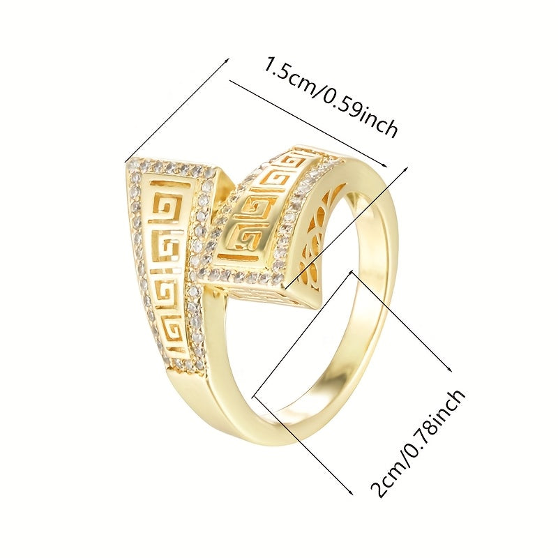 Vintage Geometric Cross Ring for Women in White Gold Plating