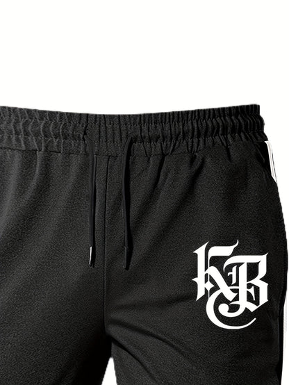 Casual Print Full-Zip Men'S Sportswear Set, Suitable for Gym Workouts And Running, Includes a Long-Sleeve Stand-Up Collar Jacket And Elastic Waist Joggers in a 2pcs Set