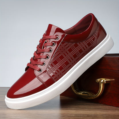 Sneakers, Shoes, White Rubber Sole, Exquisite Lattice Embossing on The Side, Lace-Up Round Toe, Versatile for Everyday Wear in All Four Seasons - ayq