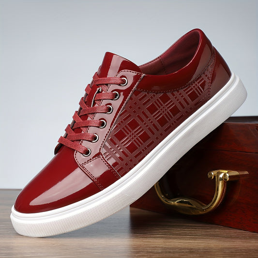 Sneakers, Shoes, White Rubber Sole, Exquisite Lattice Embossing on The Side, Lace-Up Round Toe, Versatile for Everyday Wear in All Four Seasons - ayq