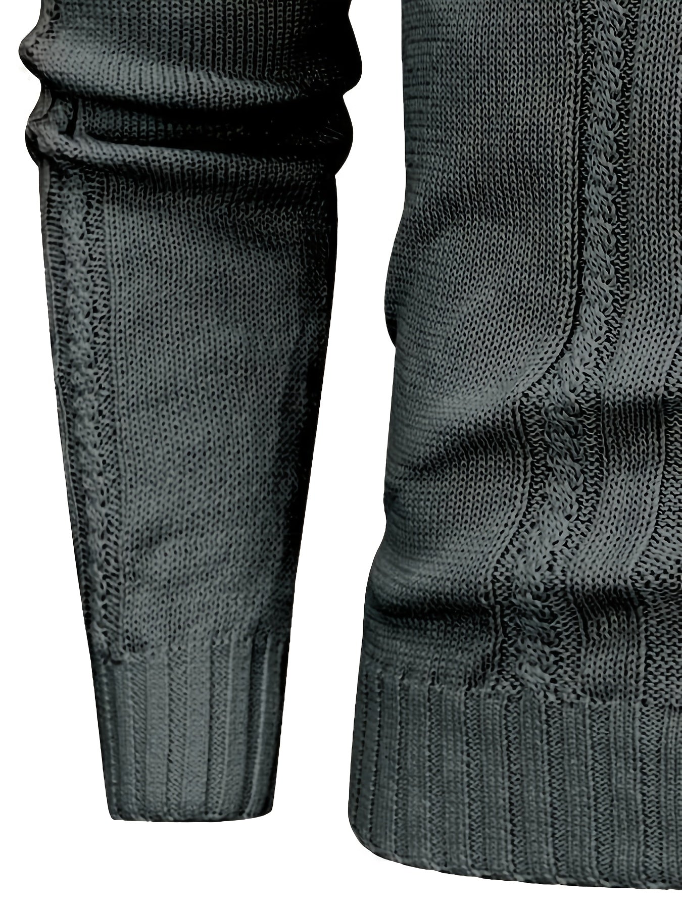 Men's High Collar Warm Knit Sweater - Stretchy Fashion Ribbed Pullover, Elegant Gentleman Cardigan