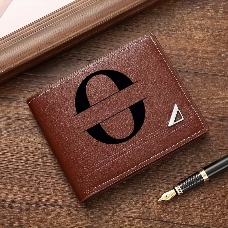 Custom Letter Solid Color Men's Wallet, Black Stylish Foldable Card Holder, Casual Men's Coin Purse, Suitable as a Birthday Gift for Husband, Holiday Anniversary Gift