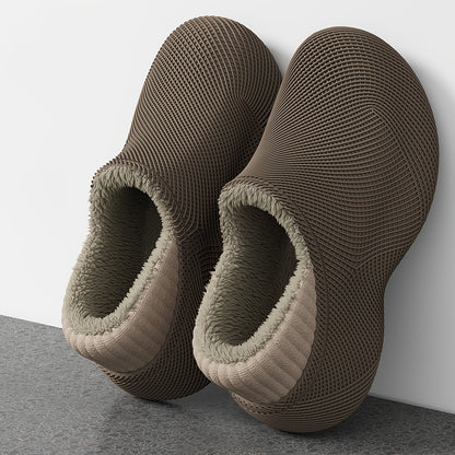 Men's Casual Slip-On EVA Slippers with Fleece Lining for Fall Winter