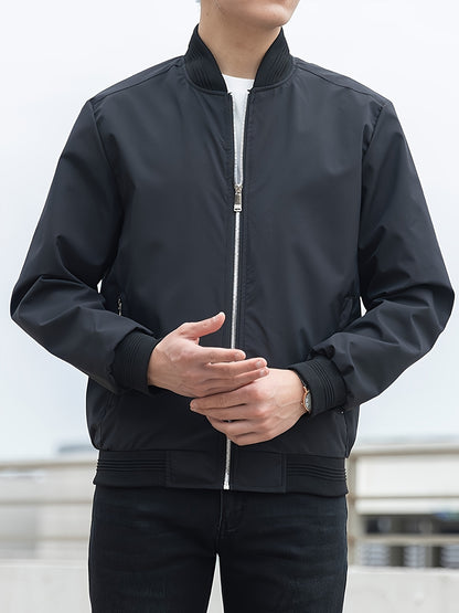 Men's Solid Color Business Jacket, Casual Stylish Outdoor Coat As Gift