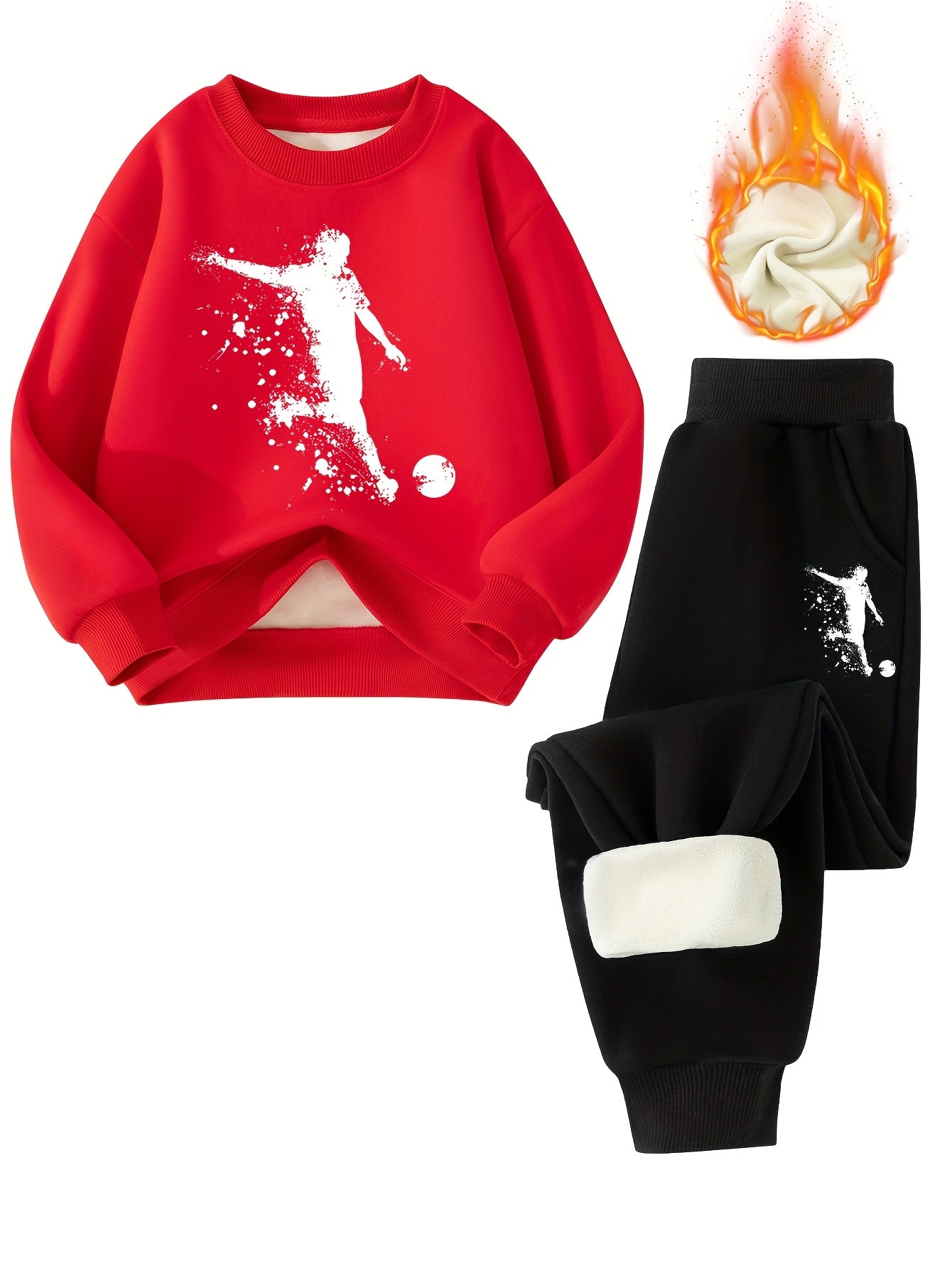 Boys' Lined Sweatshirt and Jogger Set - Warm Fall Winter Casual