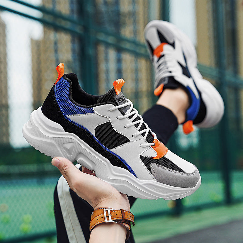 Men's casual sports shoes, thick-soled multi-color block Men's casual shoes, low-top street fashion breathable mesh shoes, suitable for daily leisure, running, jogging and other outdoor activities