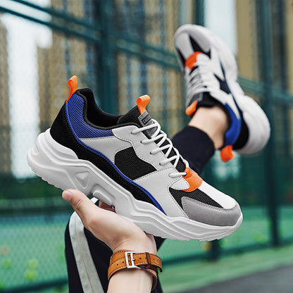Men's casual sports shoes, thick-soled multi-color block Men's casual shoes, low-top street fashion breathable mesh shoes, suitable for daily leisure, running, jogging and other outdoor activities