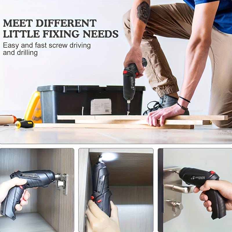 14/47pcs Cordless Electric Screwdriver, Screw Gun, Compact Portable Screwdriver Kit for Electric Drill Sets, Adjustable Design, Durable Battery, High Torque, Includes Various Accessories for Lovers And Professionals