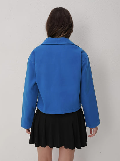 Women's Solid Full-Zip Winter Jacket with Structured Collar