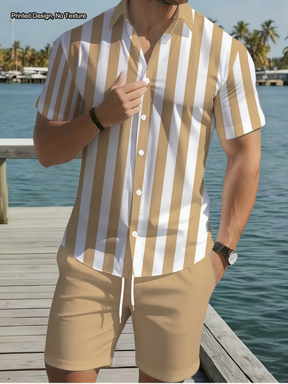 Men's Casual Summer Shirt & Shorts Set with Unique Print