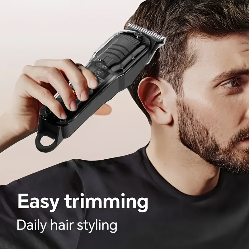 Rechargeable Professional Grooming Kit, Men's Digital Display Electric Trimmer, Minimalist Transparent Design | Portable Haircutting Tool for Home & Salon Use, Essential for Stylists, Ideal for Hair & Beard Trimming, Father's