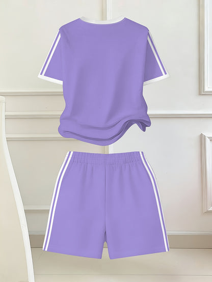 Girls' Butterfly Print Bow Short Sleeve Tee & Shorts Set