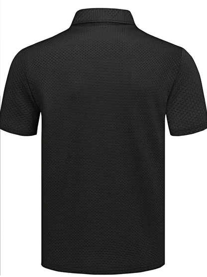 FS1128 Style Men'S Jacquard Polo Shirt with Unique Print Patterns, Casual Short Sleeves, Summer Fashion, Breathable Embossed Top, a Perfect Gift - ayq