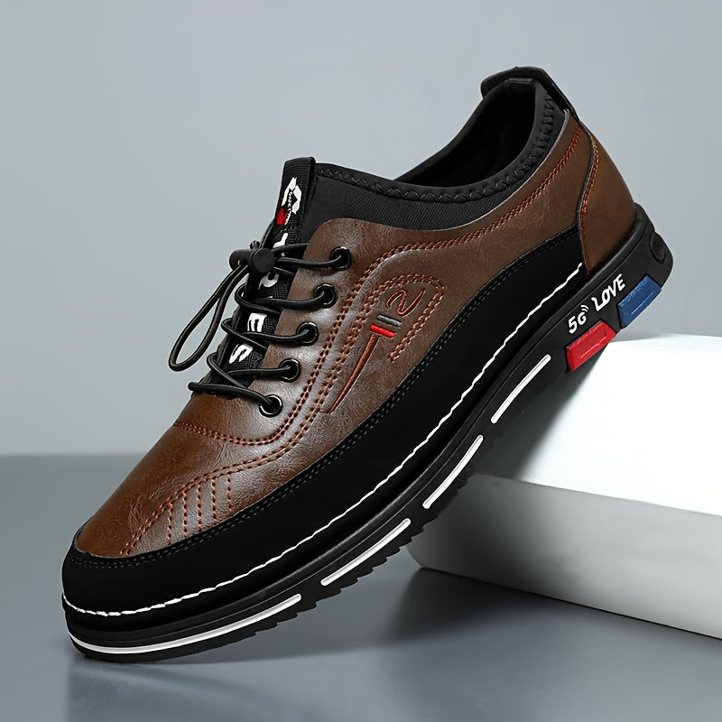 Men'S Stylish Black Loafers - Non-Slip PVC Sole, Lace-Up Casual  Business Shoes with Italian Flag Design, Round Toe, Fabric Lining for All-Season Wear, Versatile Footwear   Stylish Loafers   Durable PVC Sole