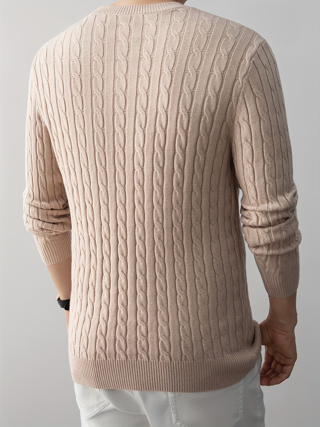Men's Thick Winter Knit Sweater - High-Elastic Breathable Round Neck Pullover with Cross-Over Collar & Asymmetric Hem, Warm Casual Sweater for Fall/Winter, Machine Washable (Suitable for Daily Wear, Parties, Skiing) - Non- So