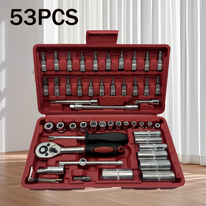 53 High-Cost-Performance Automotive Repair Tools! A Professional Toolbox That Provides a One-Stop Solution for Essential Components, Suitable for Basic Repairs And Routine Maintenance Across Various Vehicle Models. The Comple