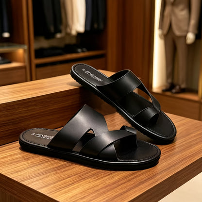 Men's Casual Four Seasons PU Beach Slippers with EVA Sole