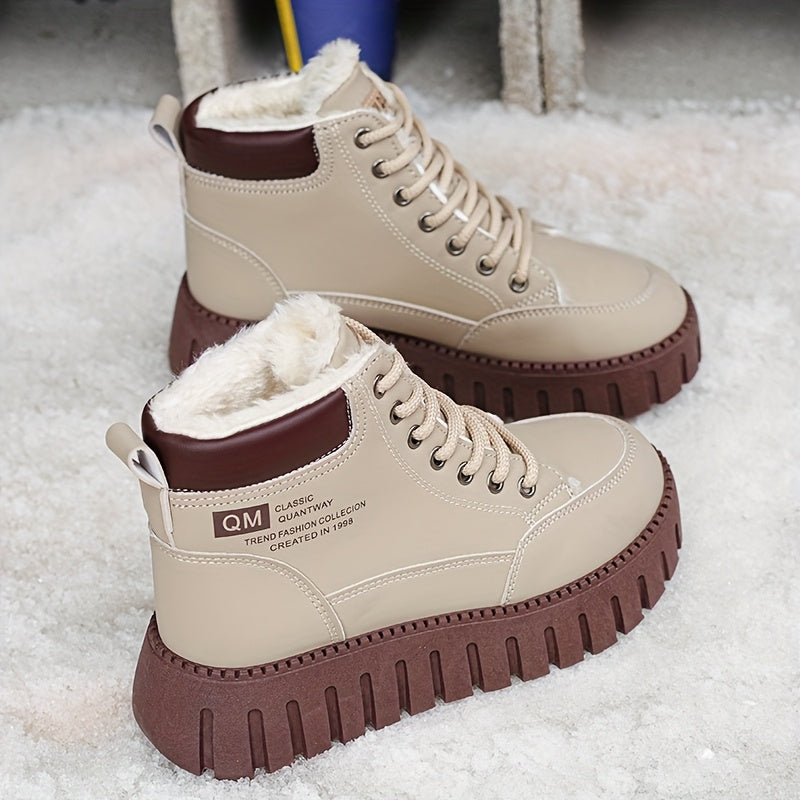 2025 Winter Fashionable Versatile Warm  Boots for Women: High-Top Plush Lined Casual Shoes with Thick Sole, Lightweight and Comfortable Design in Various Colors
