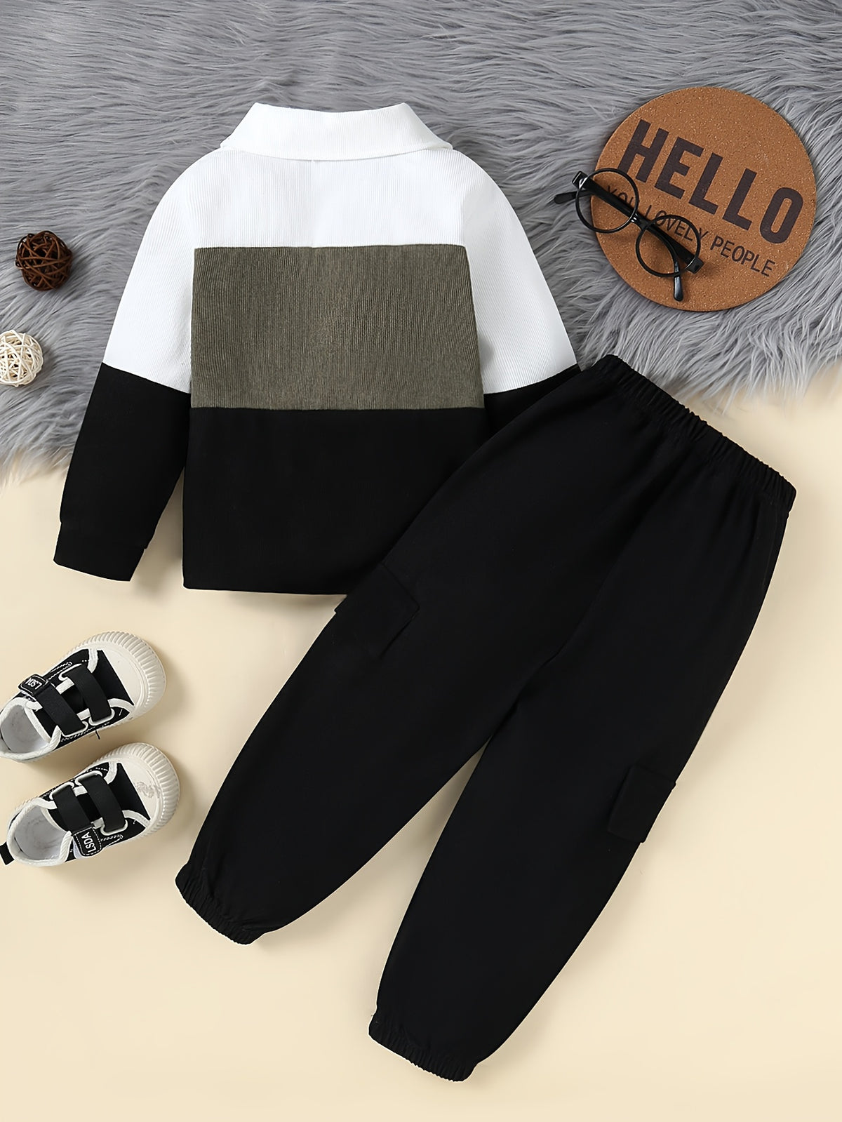 Boys' Fall-Winter Corduroy Bomber Jacket & Pants Set - ayq