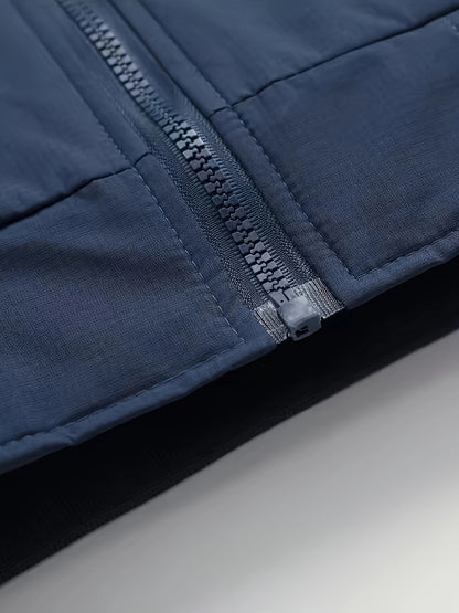 Men's Academic Jacket - Burgundy (Deep Red), Zip-Up Front Closure, Structured Non-Stretch Fabric, Zippered Pockets - Formal & Casual Outerwear for Office, Events, Everyday - Easy-Care Coat, Dressy Jacket, Houndstooth Pattern