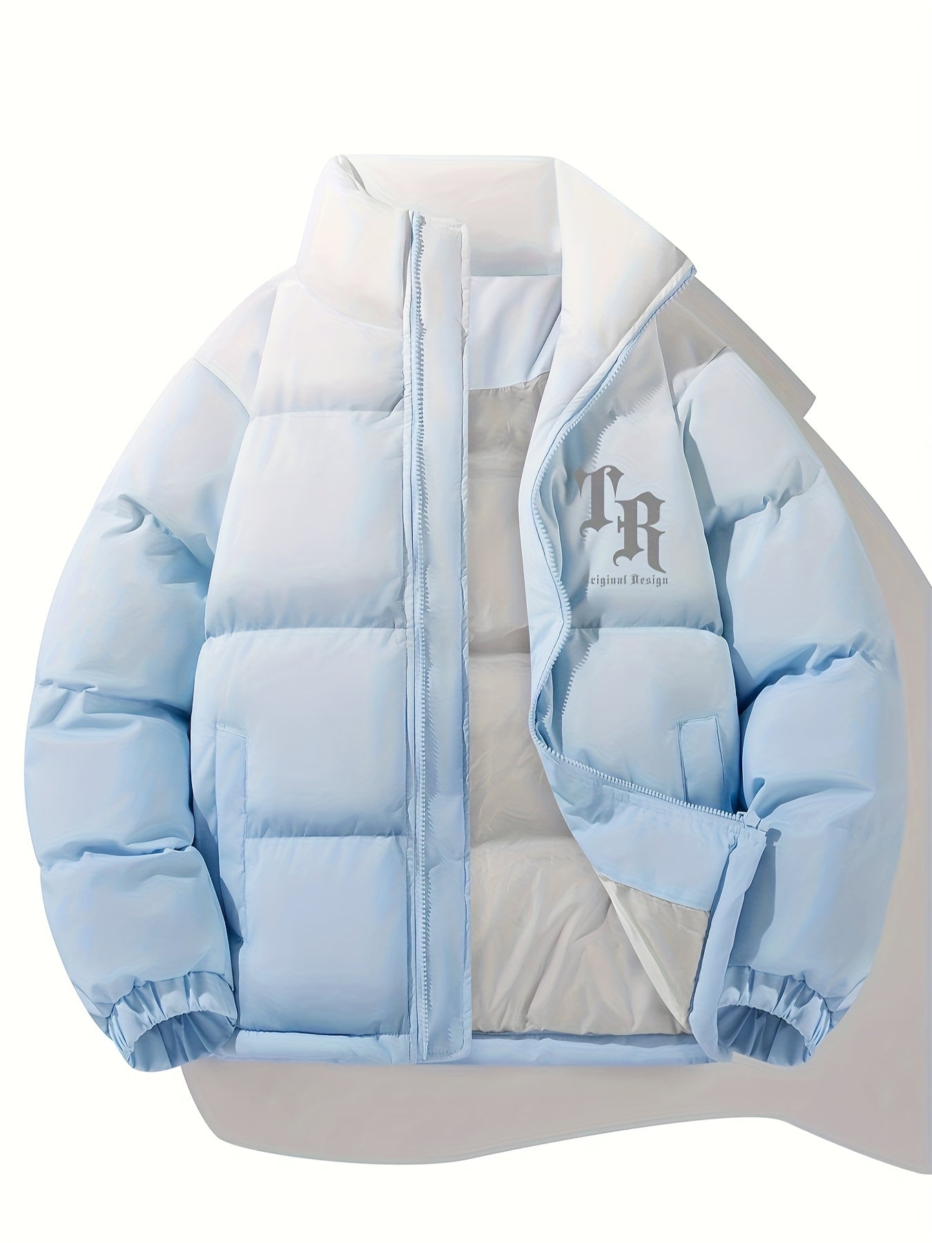 Men'S Color-Block Quilted Jacket - Cozy Fleece-Lined Winter Coat with Stand Collar, Zip-Up Design, and Multiple Pockets for Casual Wear, Winter Jacket, Thick